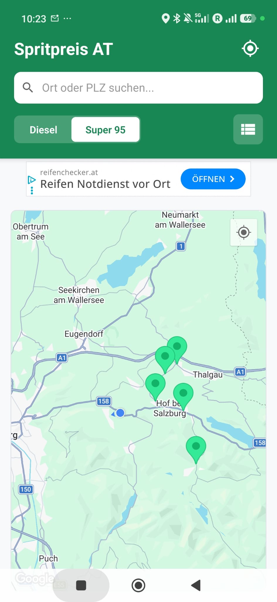 Kartenansicht in der App